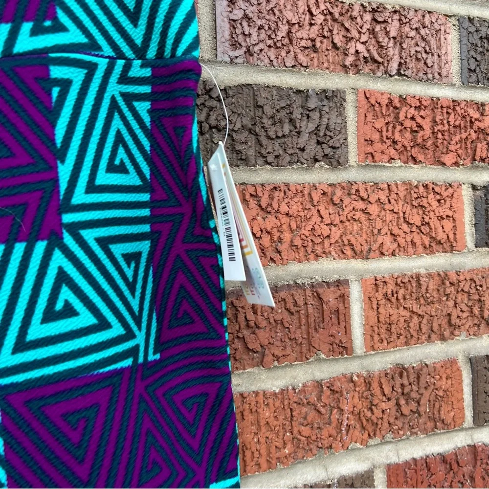 LuLaRoe Teal Blue and Purple Abstract Patterned High Rise Cassie Skirt